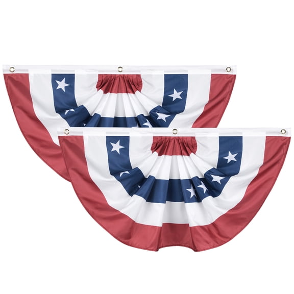 Yescom 2Pcs 1.5x3 Ft USA Pleated Fan Flag Half Fan Banner American Bunting Decoration Memorial Day, Independence Day