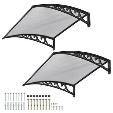 Yescom 2Pcs 40"x40" Door Window Awning Whole One-piece Polycarbonate UV30+ Outdoor Rain Snow Protection White Board