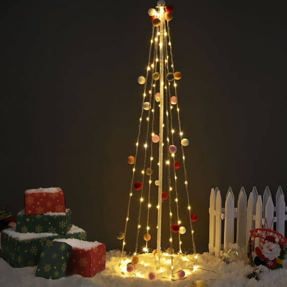 Yescom 3 Ft Christmas Cone Tree LED Light Battery 8 Modes Remote Timer LED string lights Home Garden Indoor Child Gift