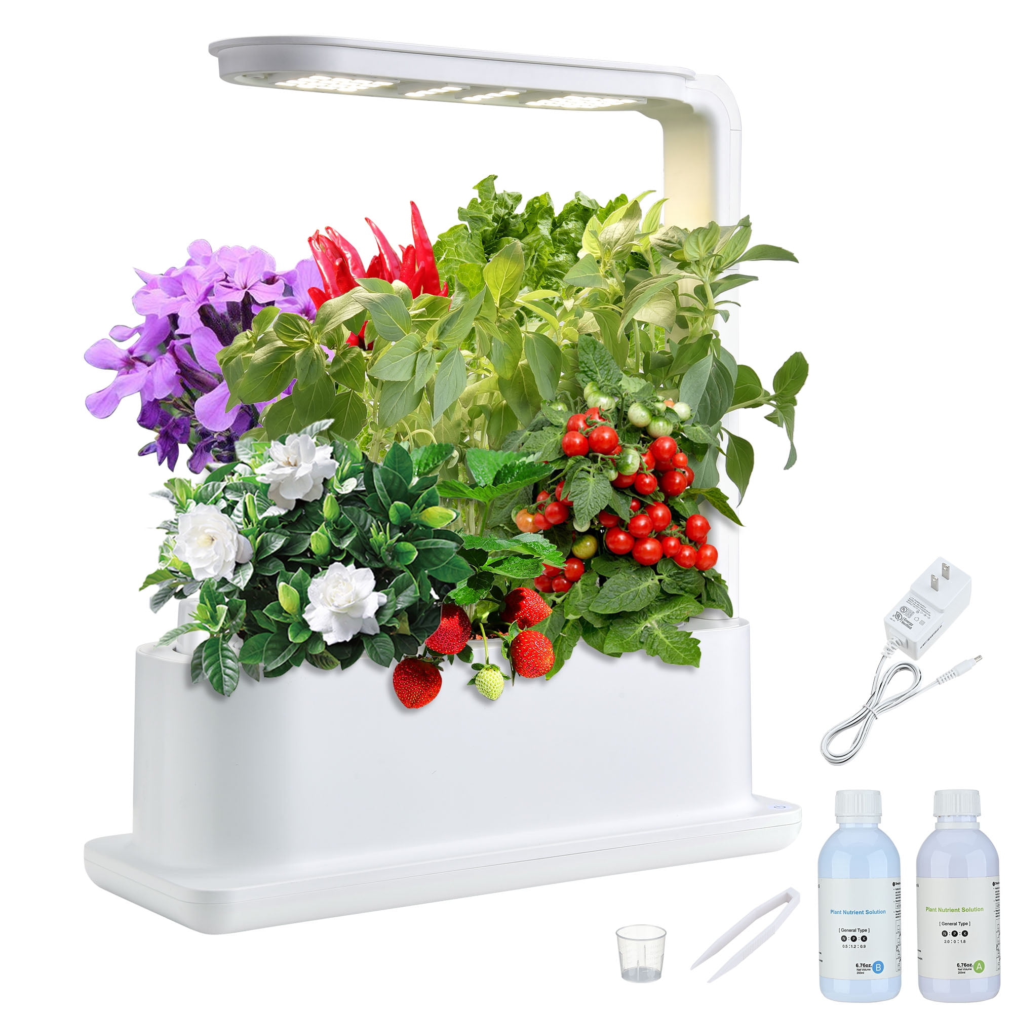 Yescom 3 Pots Hydroponic Growing System Plant Germination Kit with LED Light Indoor Herb Garden Home Kitchen