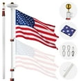 thumbnail image 1 of Yescom 30Ft Silver Telescopic Aluminum Flagpole Kit with 111 LED Solar Light set for Commercial Residential Outdoor, 1 of 8