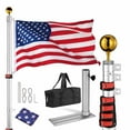 thumbnail image 1 of Yescom 30ft Telescopic Lightweight Aluminum Flagpole Tire Mount Stand Kit 3'x5' US Flag Ball Pole Top Fly 2 Flags, 1 of 10