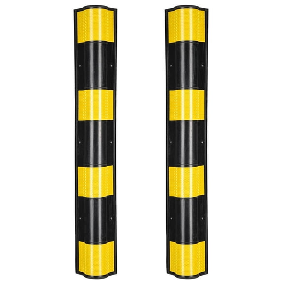 Yescom 31" Rubber Corner Guard with Reflective Yellow Strips for Parking Columns and Garage Walls 2pcs