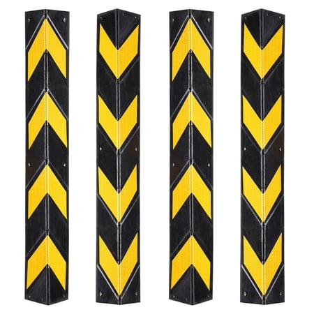 Yescom 31" Rubber L-Shape Corner Guard with Reflective Yellow Strip For Garage Parking Lot 4 Packs