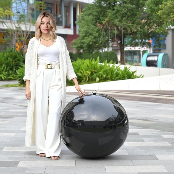 Yescom 32" Big Shiny Inflatable Mirror Ball Giant Reusable PVC Balloon for Large Disco Party Wedding Event Stage Decoration Black