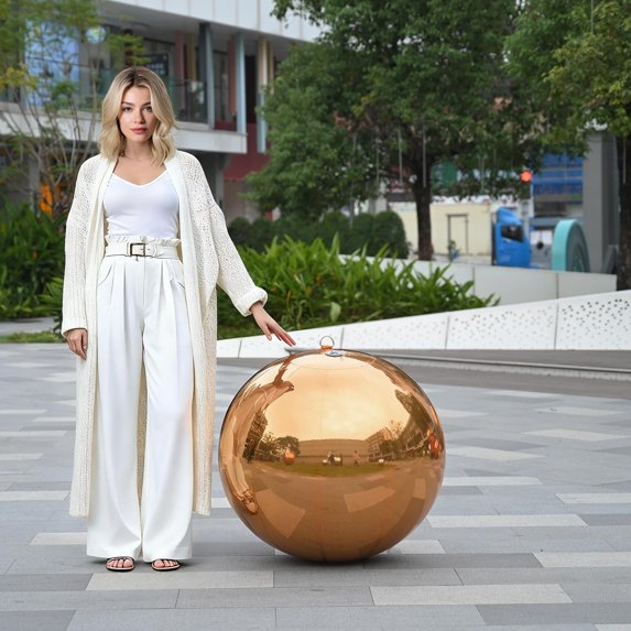 Yescom 32" Big Shiny Inflatable Mirror Ball Giant Reusable PVC Balloon for Large Disco Party Wedding Event Stage Decoration Gold
