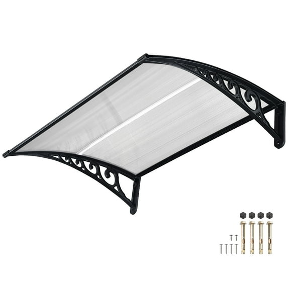 Yescom 39"X29" Window Awning Door Canopy Polycarbonate Anti-UV30+ Cover Outdoor Rain Snow Protection Patio White Board