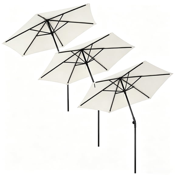 Yescom 3Set 7.5Ft Tilted Outdoor Patio Umbrella, Portable Market Garden Sport Parasol Small Deck Railing Yard Sunshade