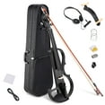 thumbnail image 1 of Yescom 4/4 Electric Violin Full Size Wood Silent Fiddle Musical Instrument Fittings Headphone Black, 1 of 12