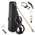 thumbnail image 1 of Yescom 4/4 Electric Violin Full Size Wood Silent Fiddle Stringed Instrument Bow Headphone Case Black, 1 of 12