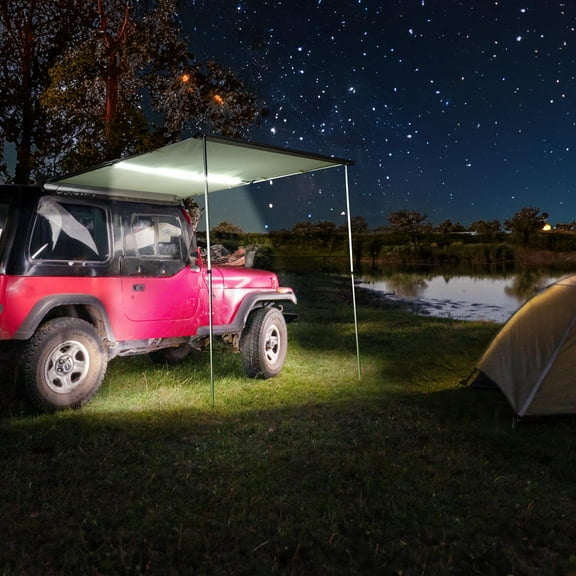 Yescom Car Awning with LED for SUV 4.6FT x 6.6FT Caravan Camping Side Rooftop Tailgate Canopy Tent Shelter Tarp