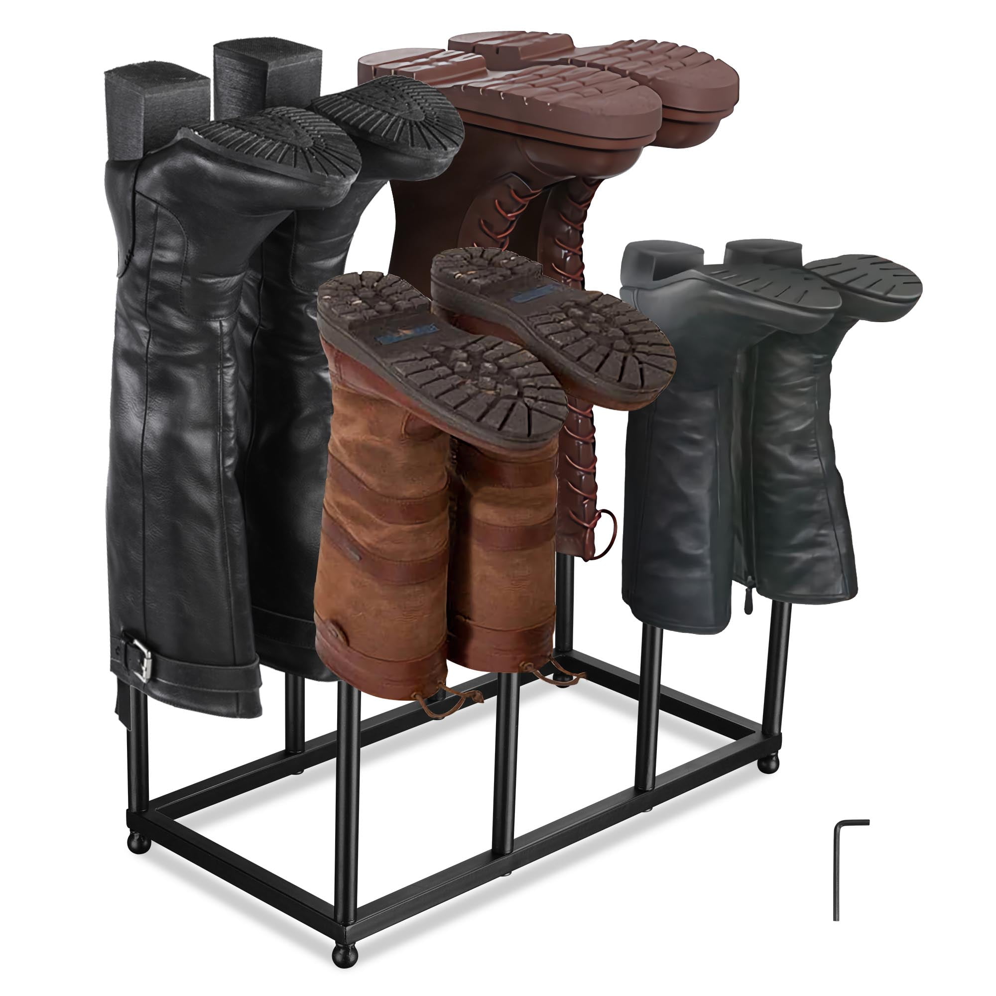 The Boot Rack with 6 Patented Boot Hangers Black