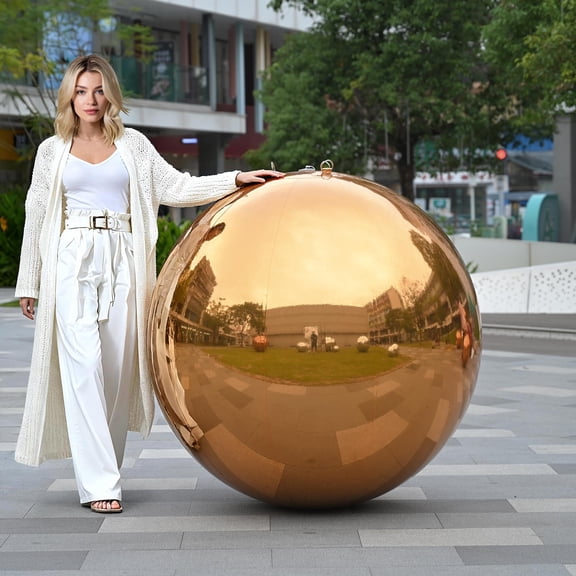 Yescom 47" Big Shiny Inflatable Mirror Ball Giant Reusable PVC Balloon for Large Disco Party Wedding Event Stage Decoration Gold