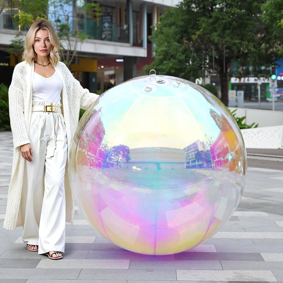 Yescom 47" Big Shiny Inflatable Mirror Ball Giant Iridescent Reusable Balloon for Large Disco Party Wedding Event Stage Decoration