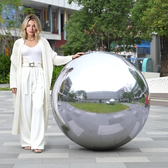 Yescom 47" Big Shiny Inflatable Mirror Ball Giant Reusable PVC Balloon for Large Disco Party Wedding Event Stage Decoration Silver