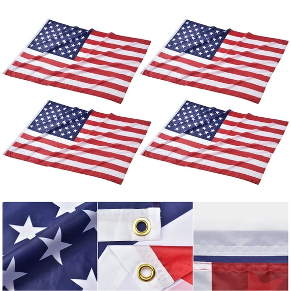 Yescom 4x6 Ft US Flag Fade Resistance Bright Polyester Decoration Outdoor Club 4 Pack