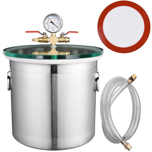 Yescom 5 Gallon Tempered Glass Lid Stainless Steel Vacuum Chamber For Stabilizing Wood Urethanes Silicones Epoxies Degassing