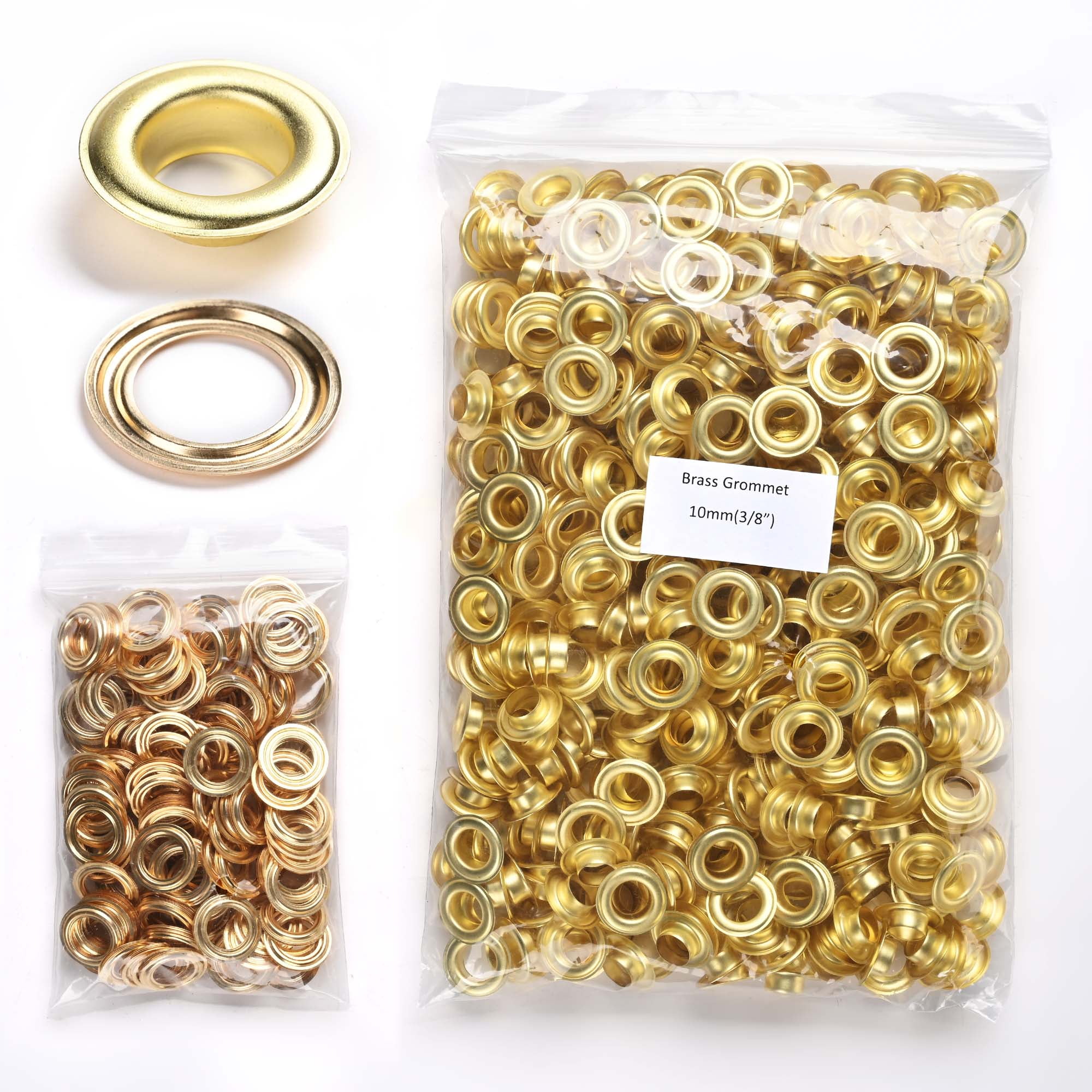 Yescom 500 sets of 3/8" Grommet Kit 10mm Size #2 Rust-proof Solid Brass Eyelets and Washers for Hand Press Machine