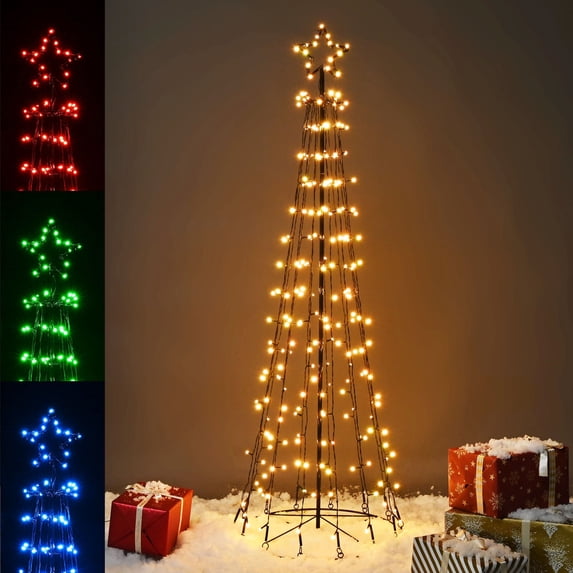 Yescom 5Ft Cone Christmas Tree with Light 26 Modes 240 LED Light Bluetooth APP Control Indoor Outdoor Festival Decoration