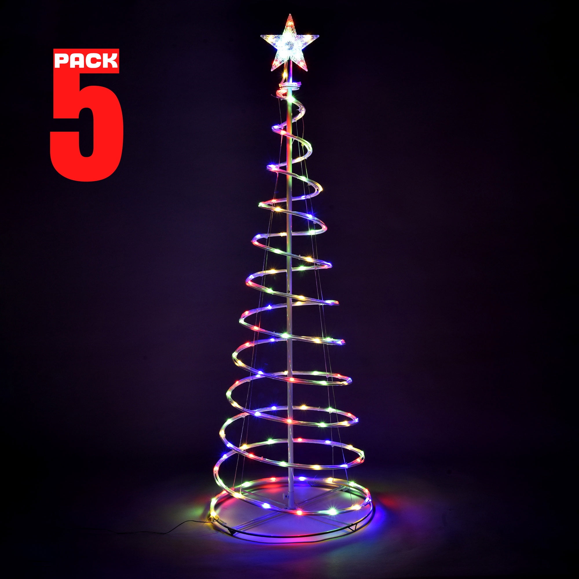 Yescom 5ft LED Spiral Christmas Tree Light 182 LEDs Battery Powered ...