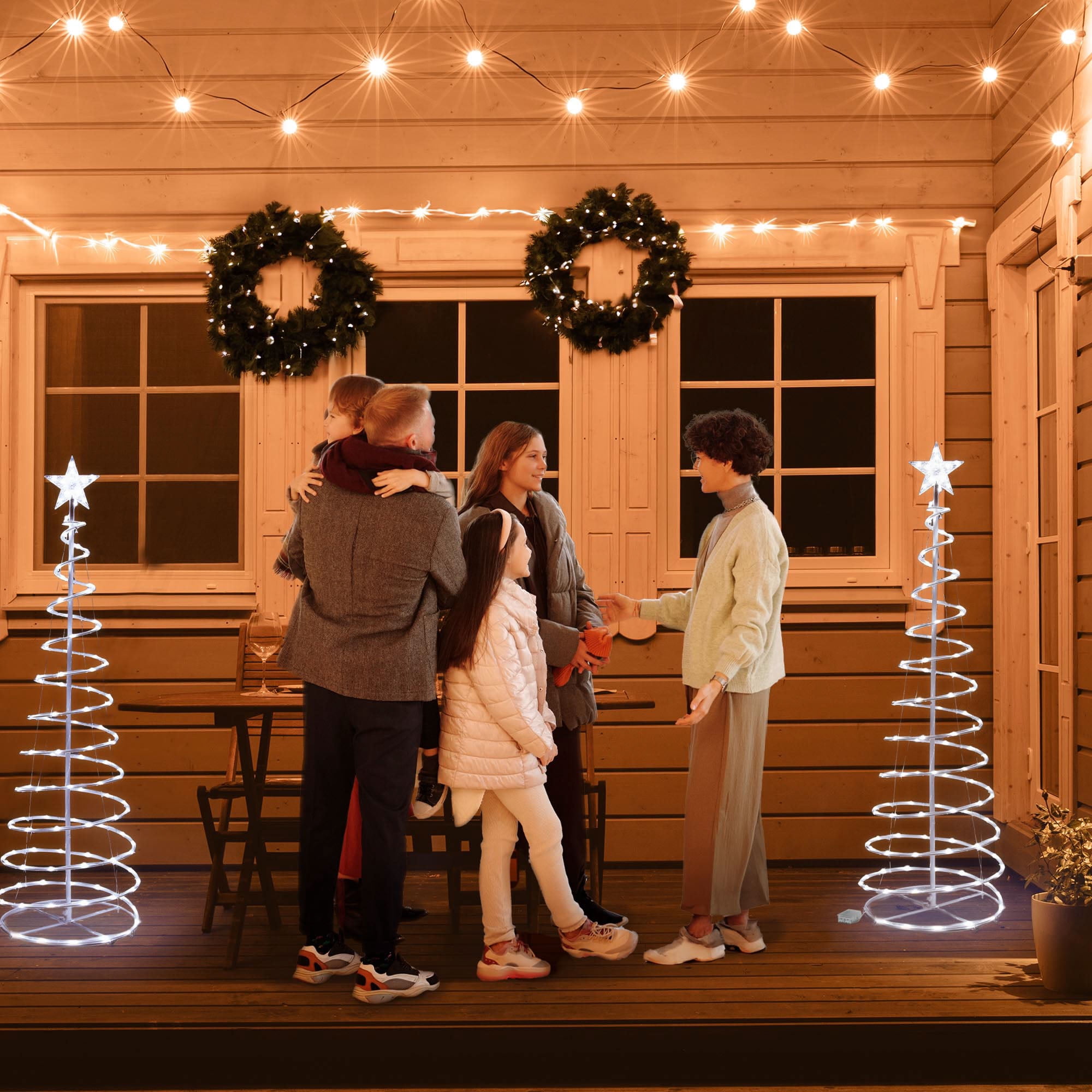 Yescom 5ft LED Spiral Tree Light Cool White 182 LEDs Battery Powered ...
