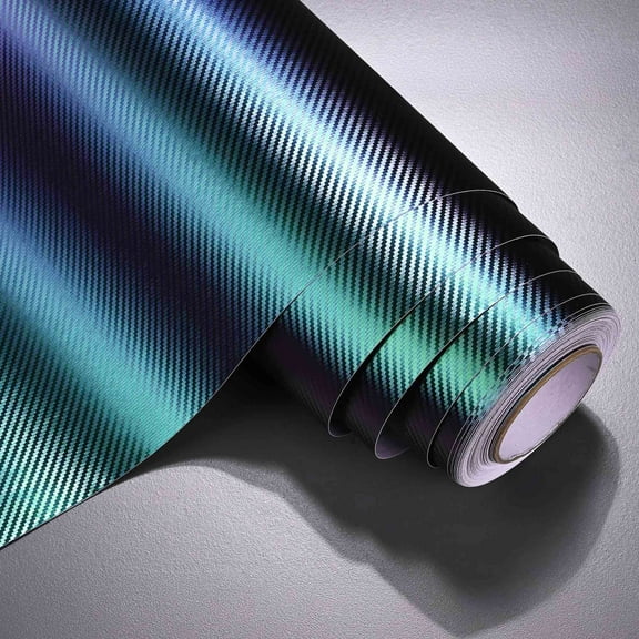 Yescom 5x50 FT 3D Carbon Fiber Vinyl Wrap Film Roll Car Wrap Sticker w/ Air Release Chameleon Gradient