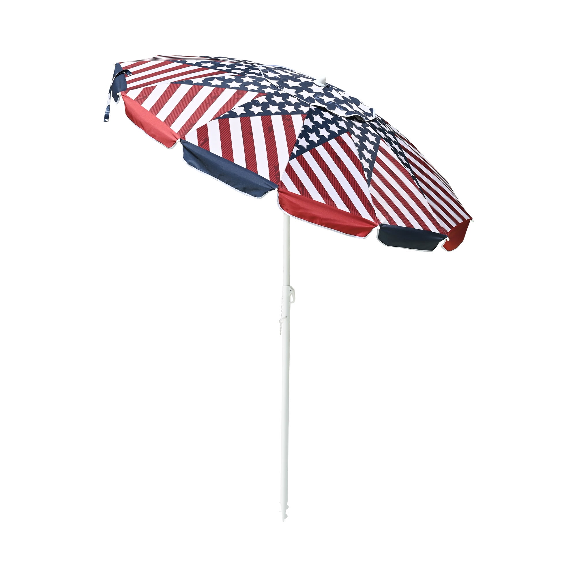 6 Ft Outdoor Beach Umbrella US Flag UV Protection Sunshade Tilt