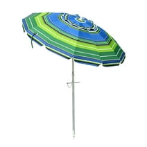 Yescom 6 Ft Striped Outdoor Beach Umbrella UV Protection Sunshade Tilt Sand Anchor Backyard Camp Trip Parasol