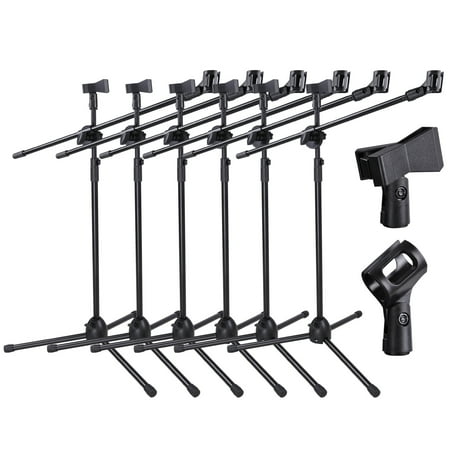 Yescom 6 Packs Microphone Stand Tripod w/ Dual Mic Clip Adjustable Rotating Boom Arm