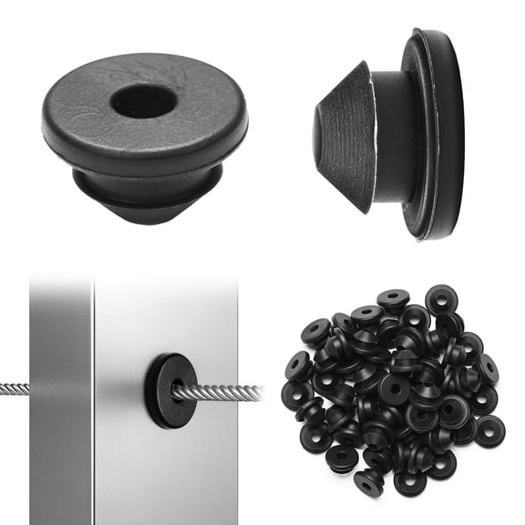 Yescom 60PCS Cable Railing Rubber Grommets Level Metal Post Protective Sleeves for 1/8" to 3/16" Wire Rope