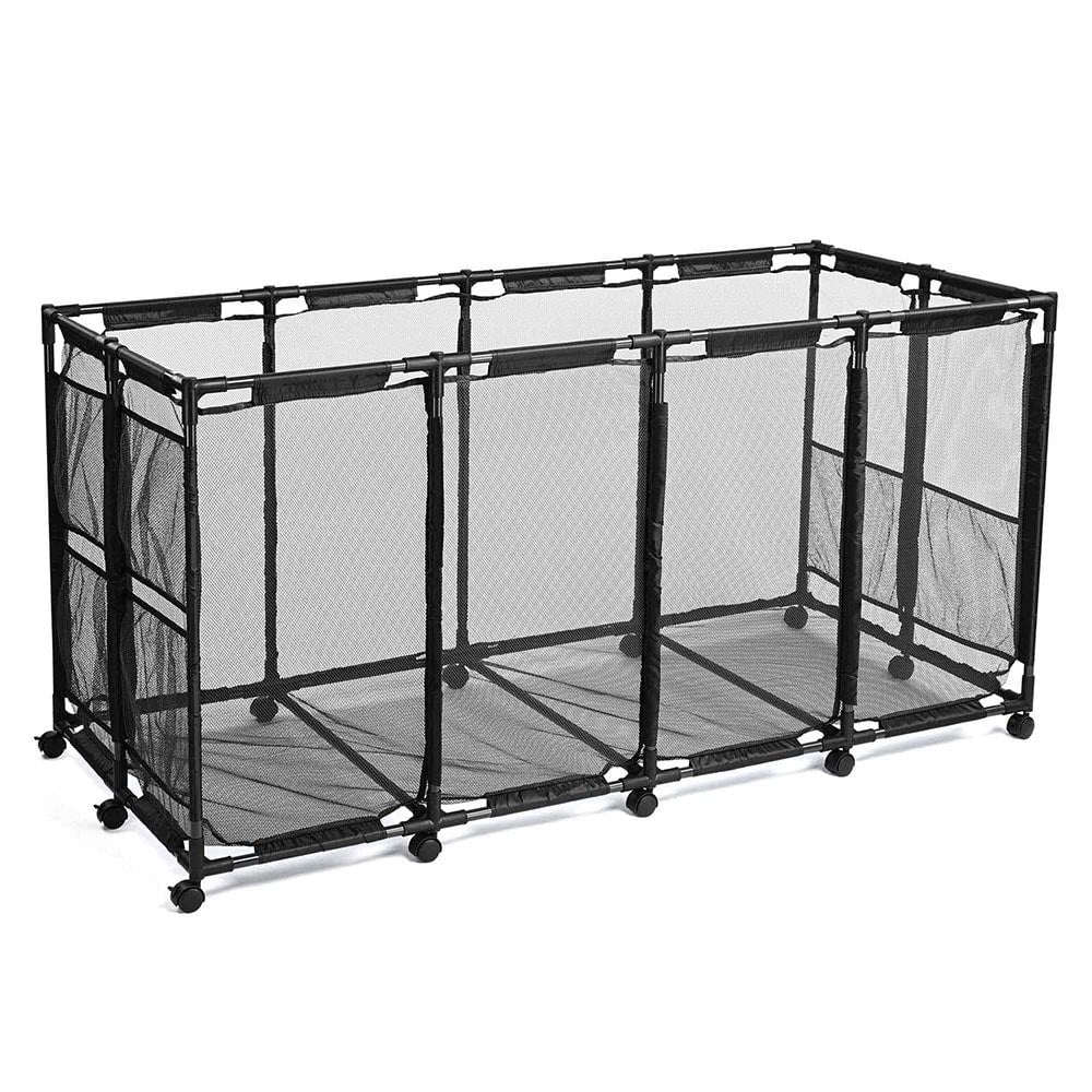 Yescom 65" XXX-Large Metal Frame Pool Toy Organizer – Heavy-Duty Rolling Mesh Bin with 12-Wheel Stability System in Black