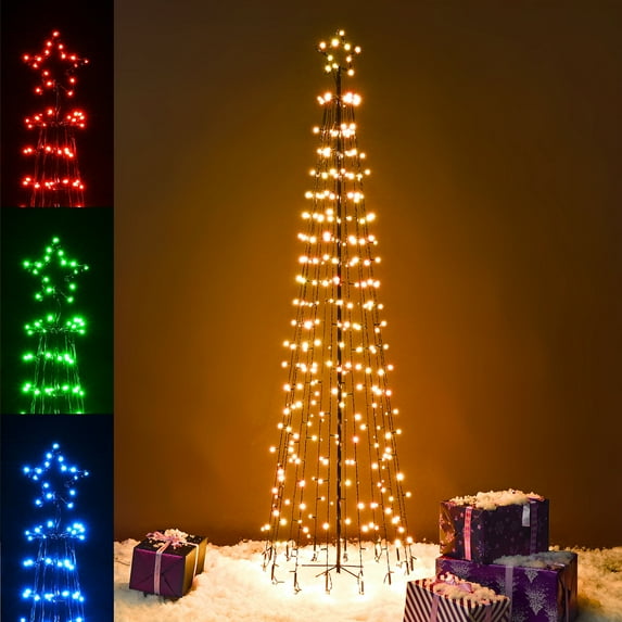 Yescom 6Ft Cone Christmas Tree with Light 26Modes 346 LED Light Bluetooth APP Control Indoor Outdoor Holiday Decoration
