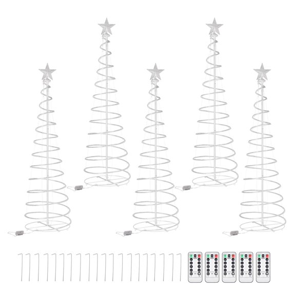 Yescom 6ft LED Spiral Christmas Tree Light 182 LEDs Battery Powered Indoor Outdoor Holiday Decoration Lamp Multi-color 5 Packs