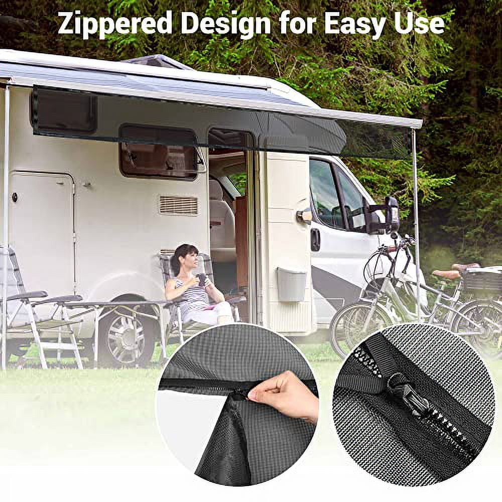 Yescom 6x15' RV Awning Sun Shade Screen Black Mesh UV Blocker RV Awning Shade for Camping Trailer Camper Patio Outdoor