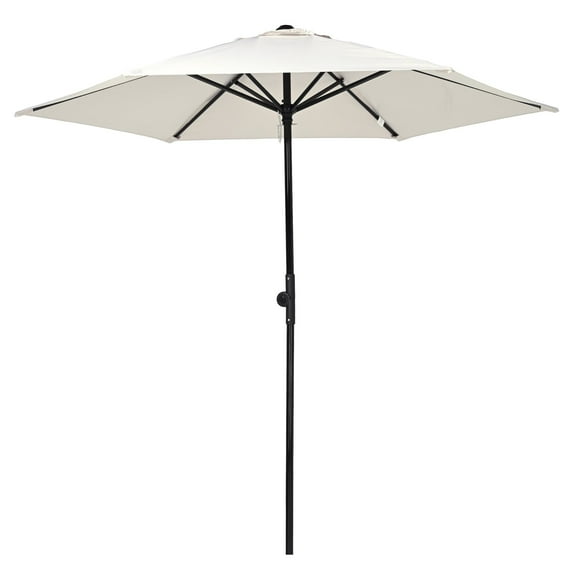 Yescom 7.5 Ft Outdoor Patio Umbrella 6 Ribs with Scale Tilt Button Strap UV30+ Sunshade Garden Parasol for Yard Deck Market Pool Ivory
