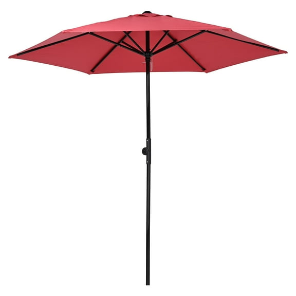 Yescom 7.5 Ft Outdoor Patio Umbrella 6 Ribs with Scale Tilt Button Strap UV30+ Sunshade Garden Parasol for Yard Deck Market Pool Red