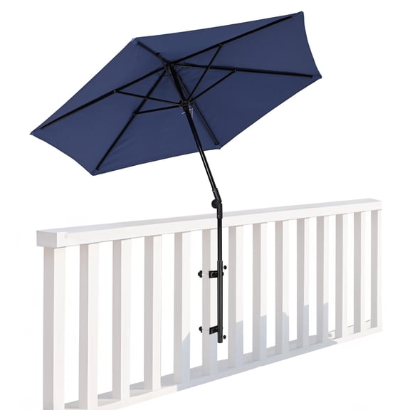 Yescom 7.5 Ft Outdoor Umbrellas with Deck Holder Scale Tilt Button for Party Event Food Ice Cream Cart Garden Parasol Navy