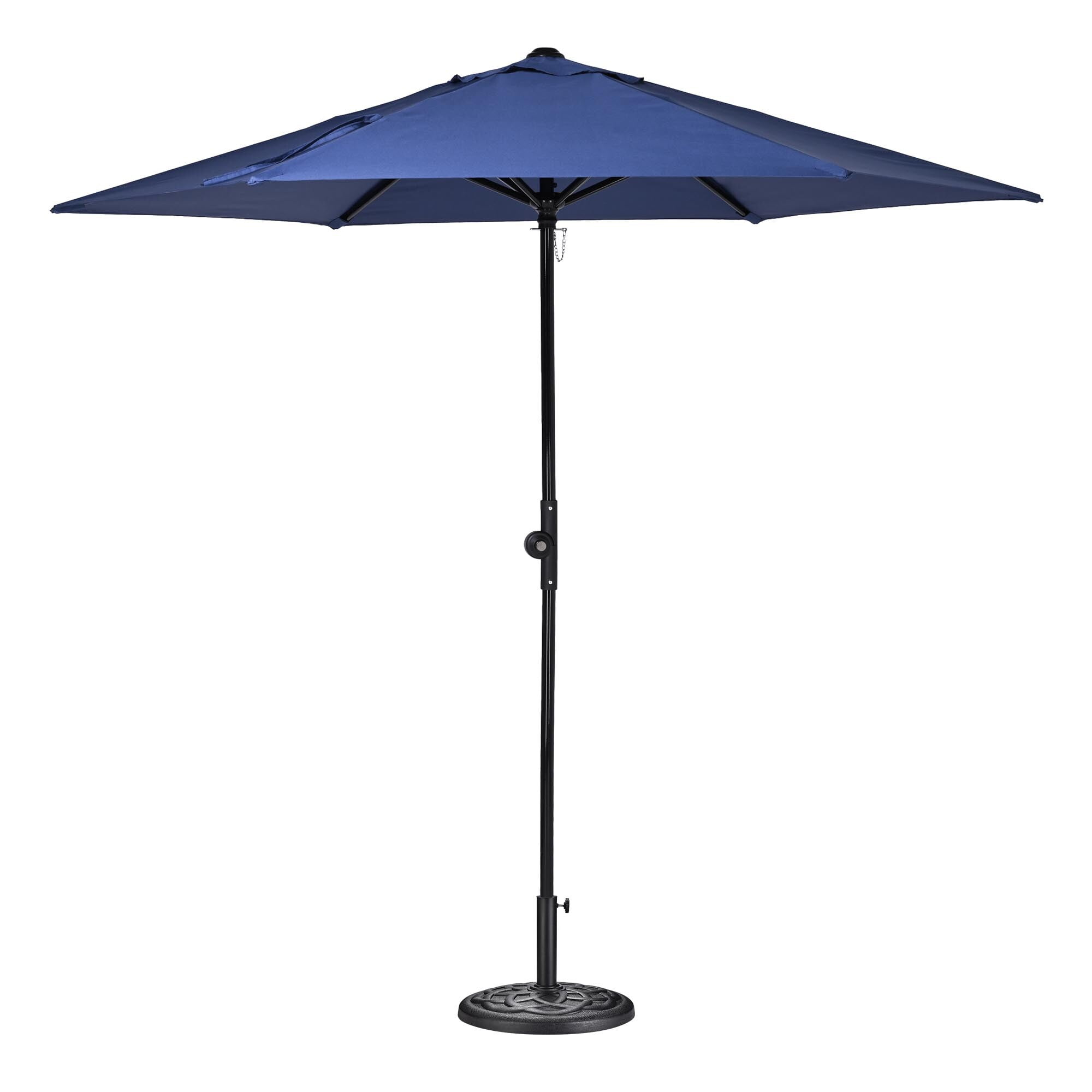 Yescom 7.5ft Outdoor Patio Umbrella with Base Included Heavy Duty Weighted Stand Holder with Scale Tilt Sunshade Garden Parasol for Yard Deck Market Pool Navy Blue