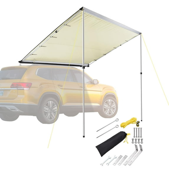 Yescom Vehicle Awning 7.6x8.2' Side Roof Rack Overlanding Shade for RV SUV Truck Tailgate Camping, Beige
