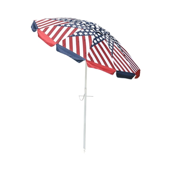 Yescom 7 Ft Outdoor Beach Umbrella US Flag UV Protection Sunshade Tilt Sand Anchor Pool Backyard Camping Trip Parasol