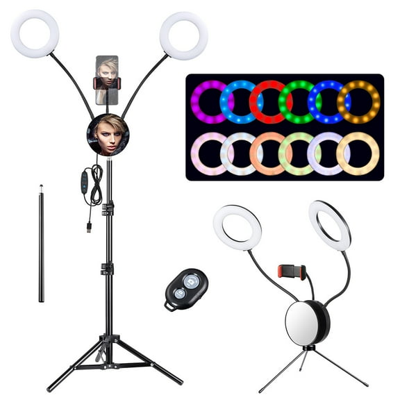 Yescom 7" LED Ring Light Electric RGB Warm/Cool White with Desktop Stand for Makeup Live