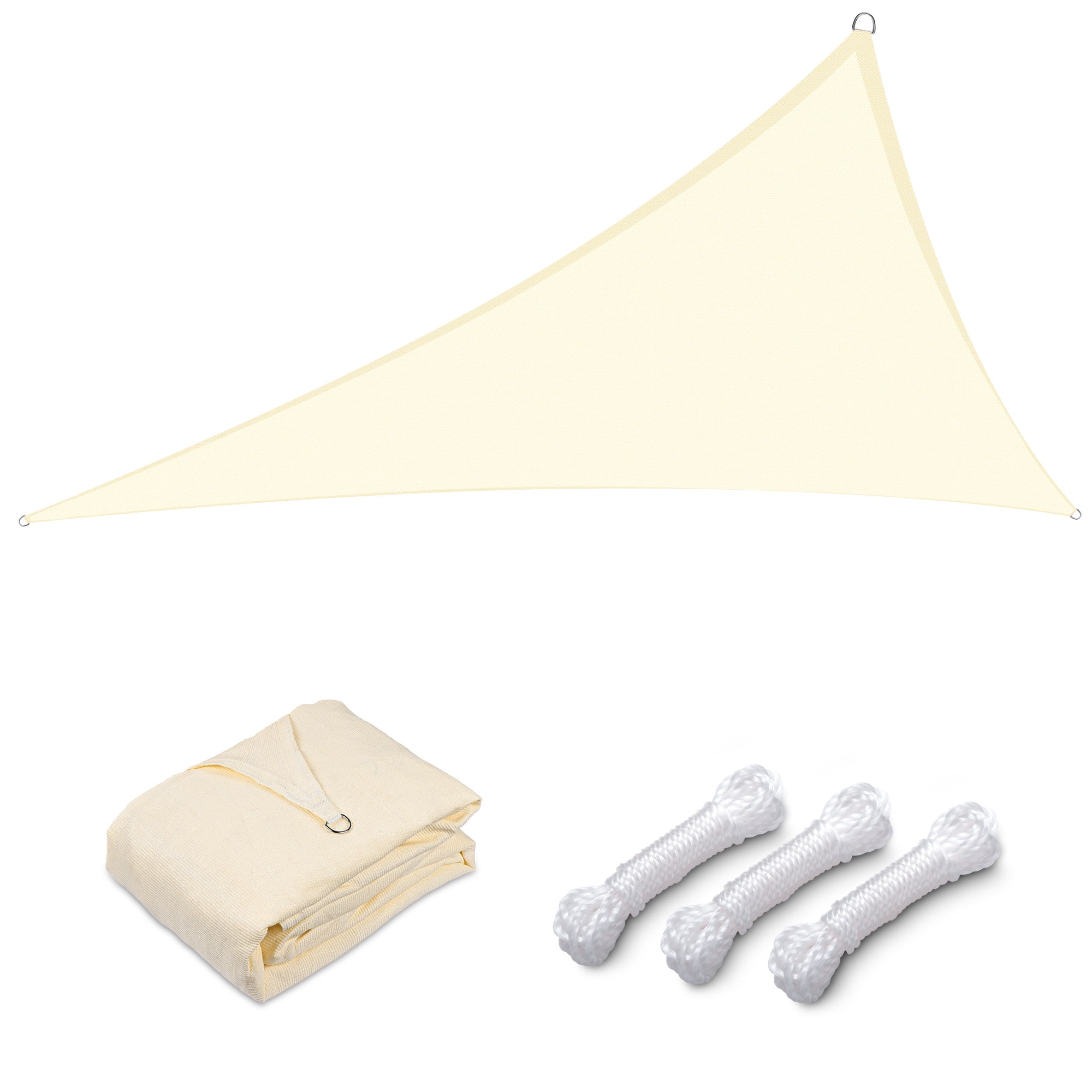 Off-White 7' Triangle HDPE Sun Shade Sail for Patio