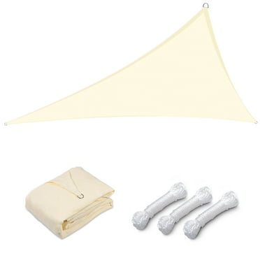 Yescom 7FT 97% UV Block Triangle Sun Shade Sail Decor Patio Pool Garden Yard Lawn Carport Cover Net Awning Off White
