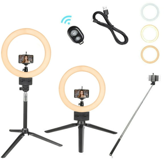 Yescom 8" 80pcs LED Ring Light Tabletop Stand with Selfie Stick Electric Fashion 5500K for Makeup Live Stream