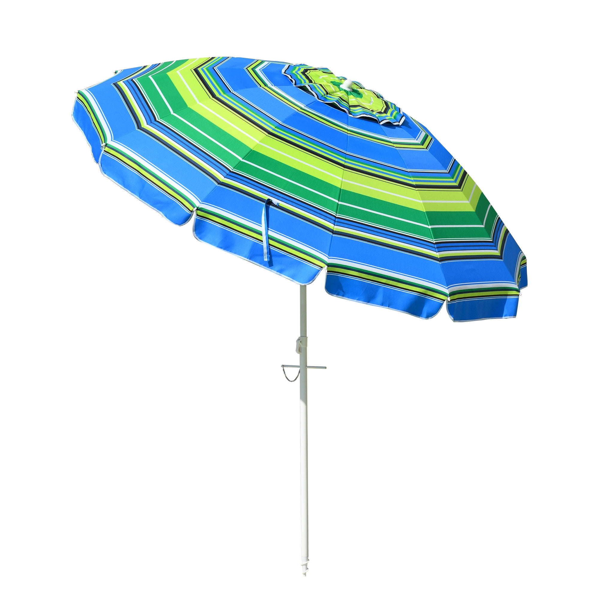 8 Ft Striped Outdoor Beach Umbrella UV Protection Sunshade Tilt