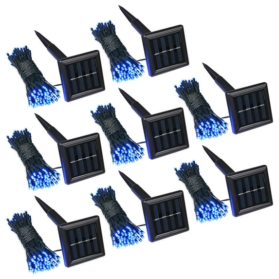 Yescom 8 Pcs Solar String Lights 36FT 100 LED Waterproof Blue Solar Xmas Light Outdoor Decoration for Party Garden Tree
