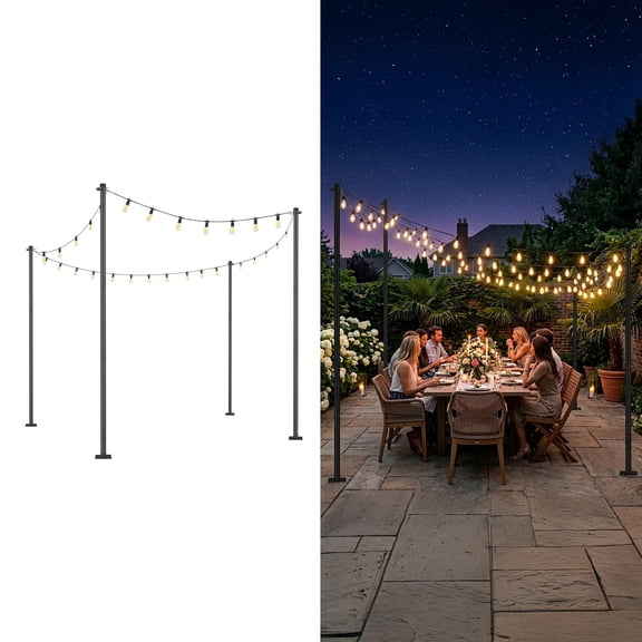 Yescom 8FT/10FT String Light Poles Festoon Posts with Bracket Clamp for Event Party Garden Deck Decor Patio Sun Shade 4 Pack