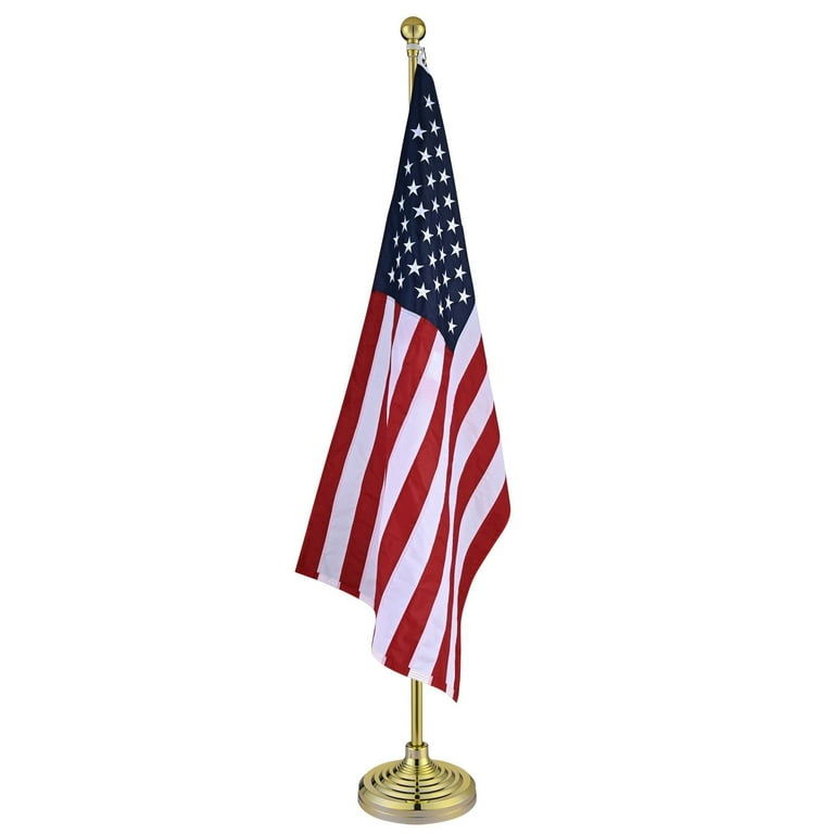 EMBROIDERED US FLAG, BRACKET & POLE KIT (WHITE)