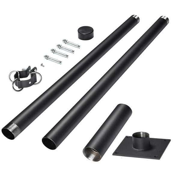 Yescom 8Ft Sun Shade Sail Pole Post Canopy Awning Deck Patio Backyard with Pole Bracket Clamp Powder Patio Outdoor Black