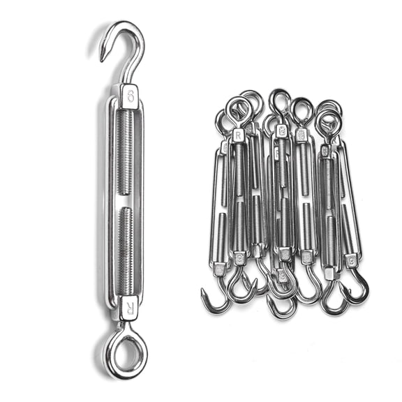 Yescom 8PCS M6 Turnbuckle Hook and Eye 304 Stainless Steel Cable Tensioner Turnbuckles for Shade Sail Hanging Tightening YES0600